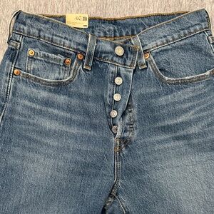 Classic High-Rise Button-Fly Blue Jeans
